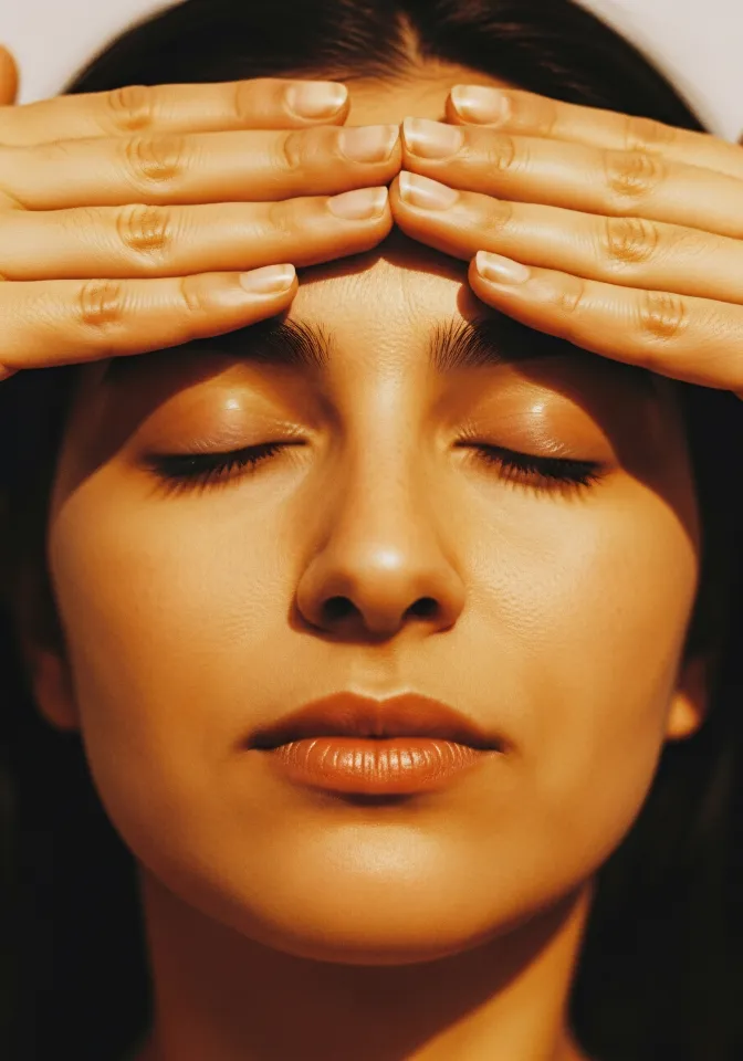 Pessoa relaxando com olhos fechados